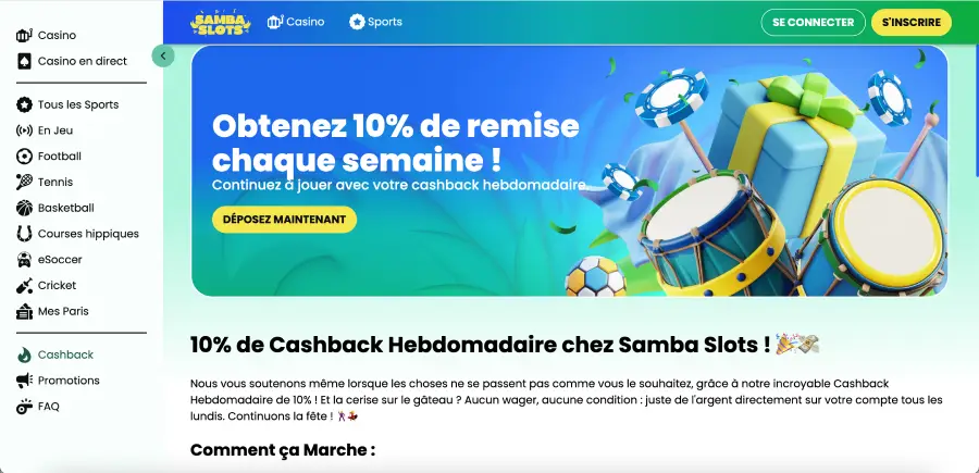 Avis et retours des joueurs francophones sur le casino Samba Slots